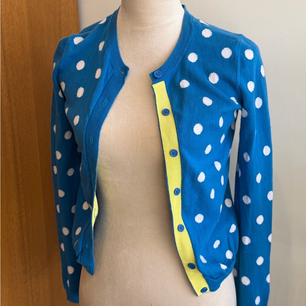 Alice + Olivia Teal Knit Top with Yellow Trim